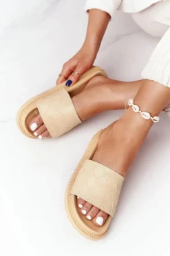 Damskie Big Star Shoes Klapki Damskie Na Platformie Big Star HH274689 Żółte