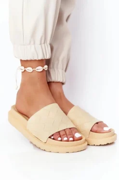 Damskie Big Star Shoes Klapki Damskie Na Platformie Big Star HH274689 Żółte