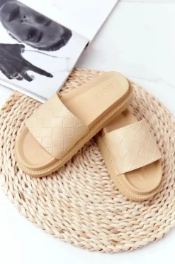 Damskie Big Star Shoes Klapki Damskie Na Platformie Big Star HH274689 Żółte