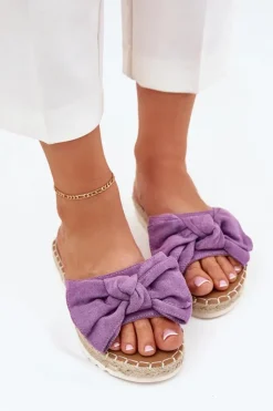 Boto Klapki Na Platformie|Klapki Damskie Klasyczne*Klapki Damskie Na Platformie Z Plecionką I Kokardką Fioletowe Alpireda Fioletowy