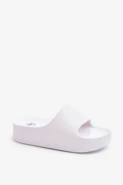 Boto Klapki Damskie Na Platformie Piankowe Białe Airaplea