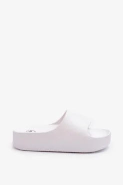 Boto Klapki Damskie Na Platformie Piankowe Białe Airaplea