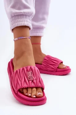 Damskie Big Star Shoes Klapki Damskie Na Platformie Big Star NN274A749 Fuksja