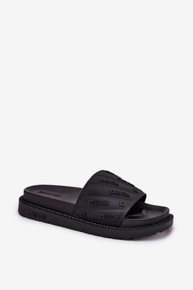 Big Star Shoes Klapki Damskie Big Star|Klapki Na Platformie*Klapki Damskie Na Platformie Big Star RR274A540 Czarne Czarny