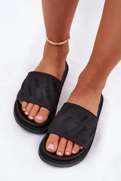 Big Star Shoes Klapki Damskie Big Star|Klapki Na Platformie*Klapki Damskie Na Platformie Big Star RR274A540 Czarne Czarny
