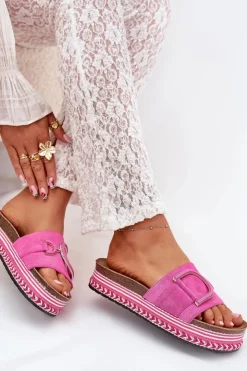 Boto Klapki Na Platformie|Klapki Damskie Klasyczne*Klapki Damskie Na Platformie Z Ozdobą Fuksja Daphira