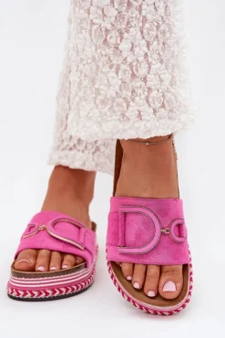 Boto Klapki Na Platformie|Klapki Damskie Klasyczne*Klapki Damskie Na Platformie Z Ozdobą Fuksja Daphira