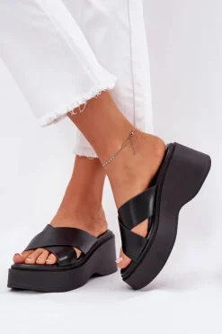 Boto Klapki Na Koturnie|Klapki Na Platformie*Klapki Damskie Na Platformie I Koturnie Czarne Nelithraea