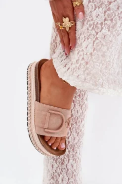 Online Boto Klapki Damskie Na Platformie Z Ozdobą Różowe Daphira