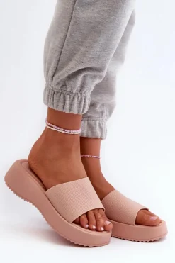 Damskie Boto Klapki Damskie Na Platformie I Koturnie Różowe Vimarils