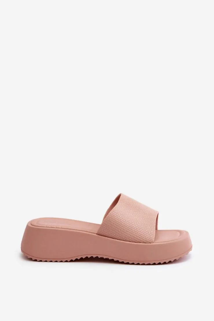 Damskie Boto Klapki Damskie Na Platformie I Koturnie Różowe Vimarils