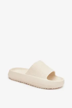 Damskie Boto Klapki Damskie Na Platformie Z Wycięciem Ecru Ameira