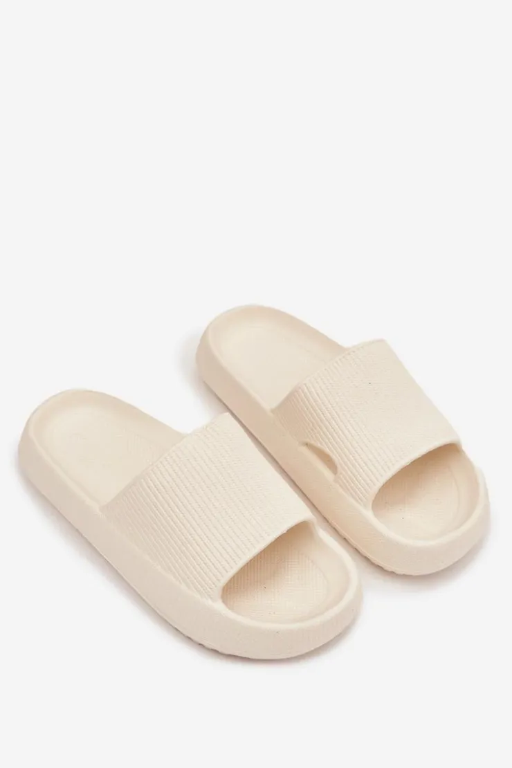 Damskie Boto Klapki Damskie Na Platformie Z Wycięciem Ecru Ameira