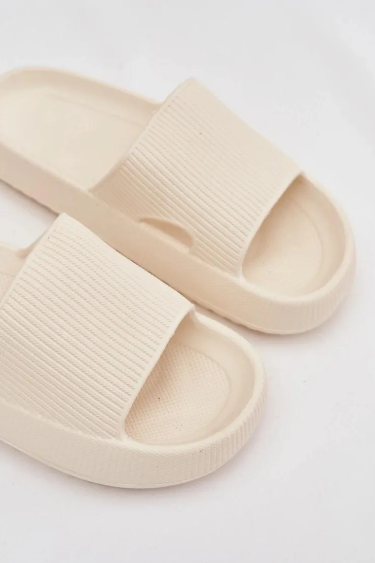 Damskie Boto Klapki Damskie Na Platformie Z Wycięciem Ecru Ameira