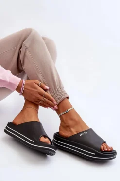 Damskie Big Star Shoes Klapki Damskie Na Platformie Big Star NN274A037 Czarne