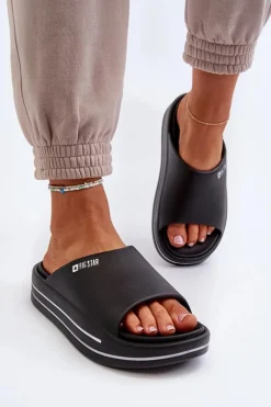 Damskie Big Star Shoes Klapki Damskie Na Platformie Big Star NN274A037 Czarne