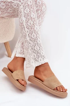 Boto Klapki Na Platformie|Klapki Damskie Klasyczne*Klapki Damskie Na Platformie Z Eko Zamszu Ciemnobeżowe Jorina Beżowy