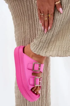 Boto Klapki Na Platformie|Klapki Damskie Klasyczne*Klapki Damskie Na Platformie Ze Złotymi Klamrami Fuksja Zorila