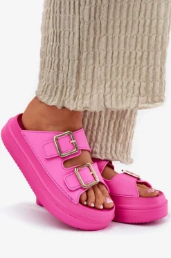 Boto Klapki Na Platformie|Klapki Damskie Klasyczne*Klapki Damskie Na Platformie Ze Złotymi Klamrami Fuksja Zorila