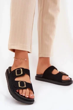 Boto Klapki Na Platformie|Klapki Damskie Klasyczne*Klapki Damskie Na Platformie Z Klamrami Czarne Simbes Czarny