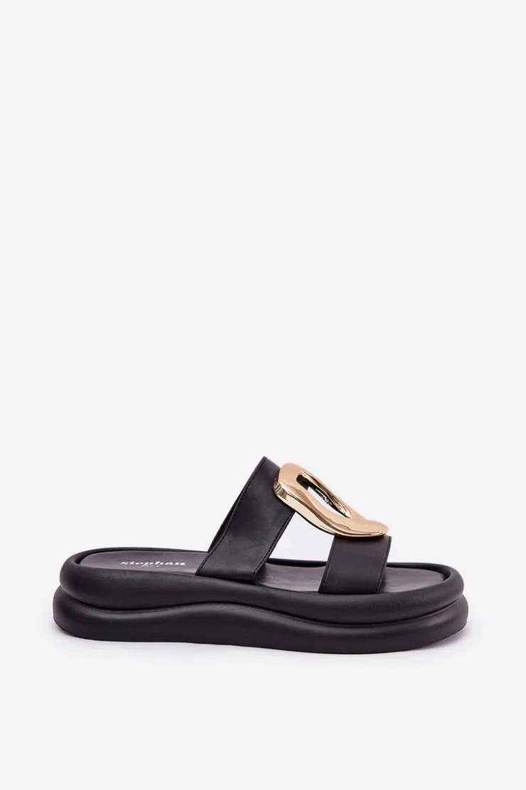 Boto Klapki Na Platformie|Klapki Damskie Klasyczne*Klapki Damskie Na Platformie Ze Złotym Detalem Czarne Ularinea