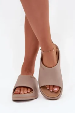 Big Star Shoes Klapki Damskie Big Star|Klapki Basenowe*Klapki Damskie Na Platformie Big Star SS274424 Ciemnobeżowe Beżowy