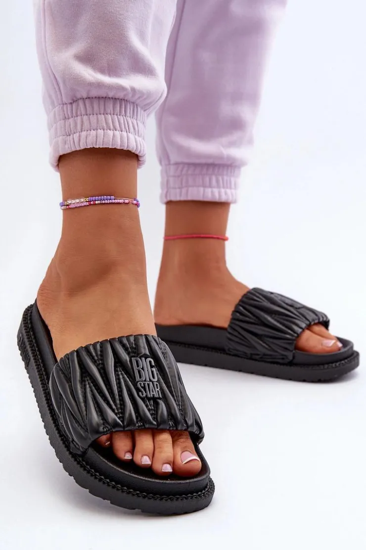 Hot Big Star Shoes Klapki Damskie Na Platformie Big Star NN274A745 Czarne