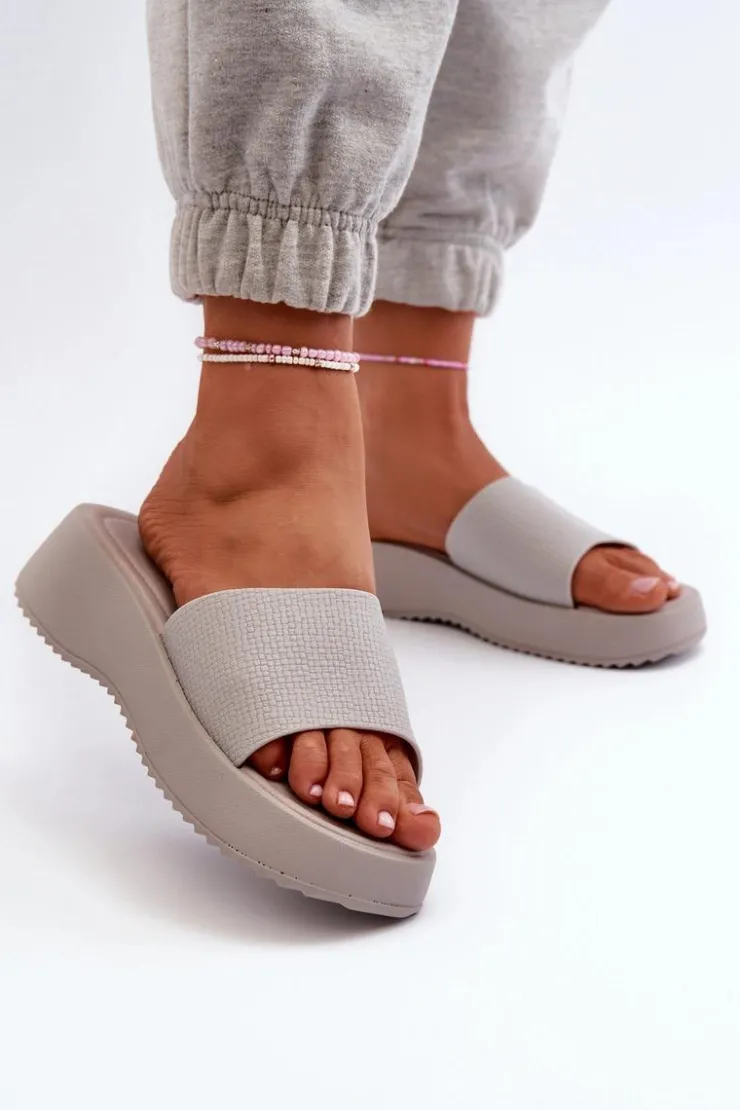 Damskie Boto Klapki Damskie Na Platformie I Koturnie Szare Vimarils