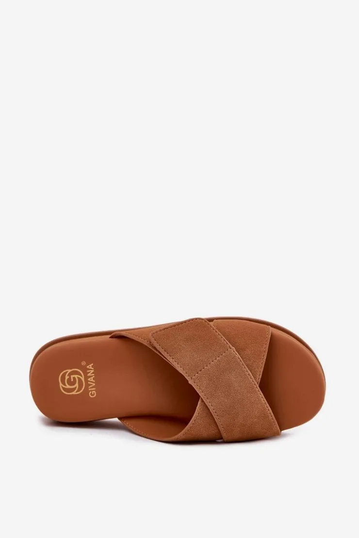 Boto Klapki Na Platformie|Klapki Damskie Klasyczne*Klapki Damskie Na Platformie Z Przeplatającymi Się Paskami Camel Rinasara Brązowy