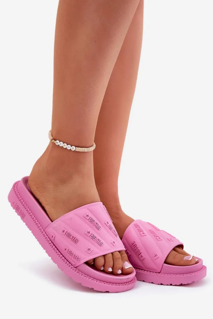 Damskie Big Star Shoes Klapki Damskie Na Platformie Big Star RR274A541 Różowe