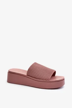 Damskie Buty Sergio Leone Klapki Damskie Na Platformie Sergio Leone SK083H Różowe