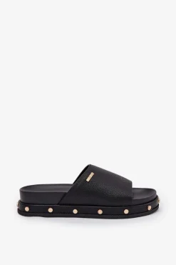 Best Big Star Shoes Klapki Damskie Na Platformie Z Ćwiekami Big Star RR274214 Czarne Czarny