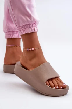 Damskie Boto Klapki Damskie Na Platformie Piankowe Brązowe Airaplea