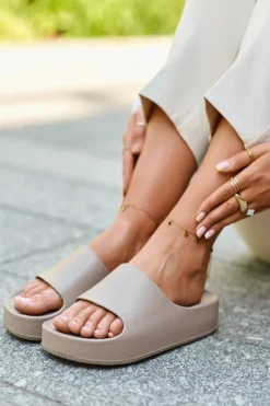 Damskie Boto Klapki Damskie Na Platformie Piankowe Brązowe Airaplea