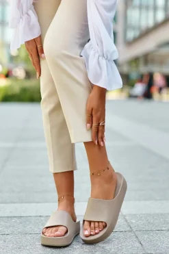 Damskie Boto Klapki Damskie Na Platformie Piankowe Brązowe Airaplea