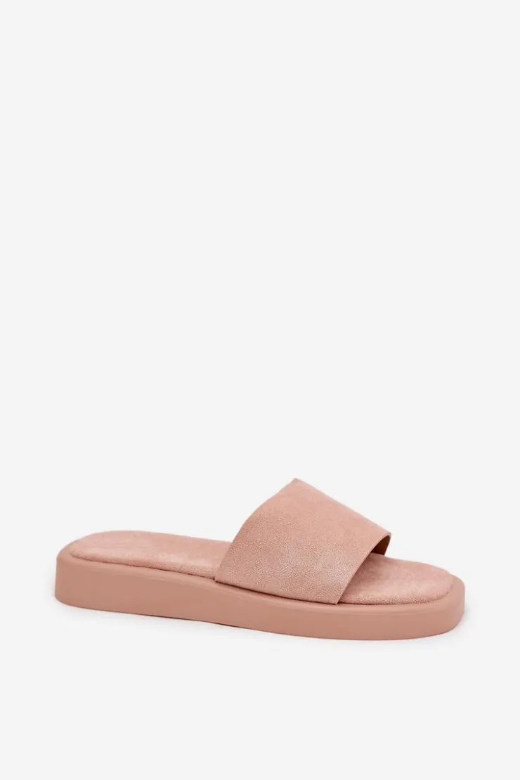 Damskie Boto Klapki Damskie Na Platformie Z Eko Zamszu Brudny Róż Jorina