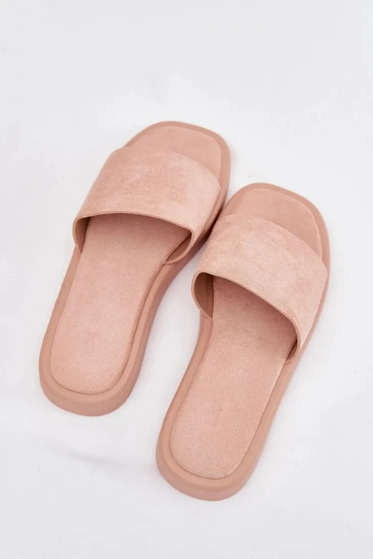 Damskie Boto Klapki Damskie Na Platformie Z Eko Zamszu Brudny Róż Jorina