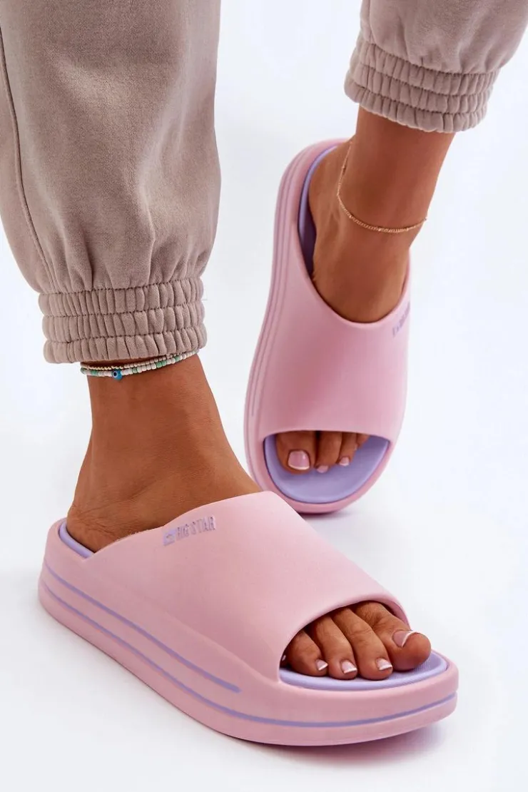 Big Star Shoes Klapki Damskie Big Star|Klapki Basenowe*Klapki Damskie Na Platformie Big Star NN274A035 Różowe Różowy