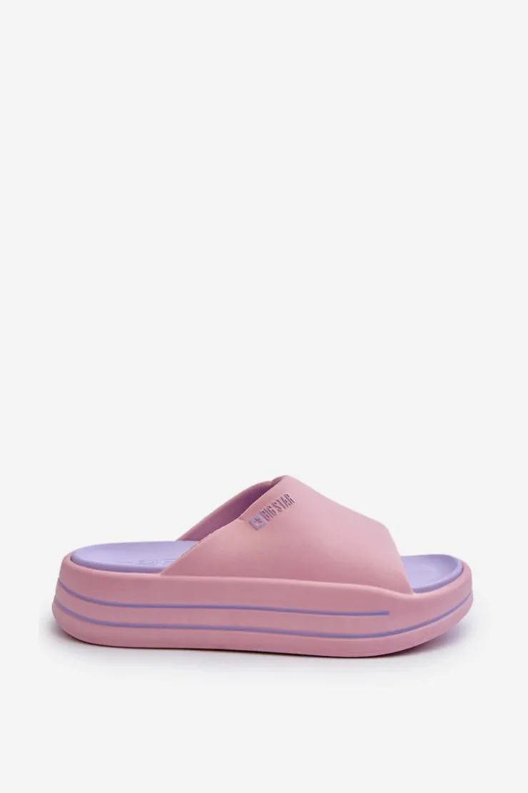 Big Star Shoes Klapki Damskie Big Star|Klapki Basenowe*Klapki Damskie Na Platformie Big Star NN274A035 Różowe Różowy