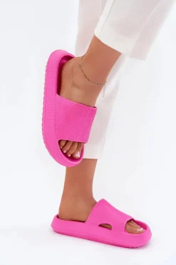 Damskie Boto Klapki Damskie Na Platformie Z Wycięciem Fuksja Ameira