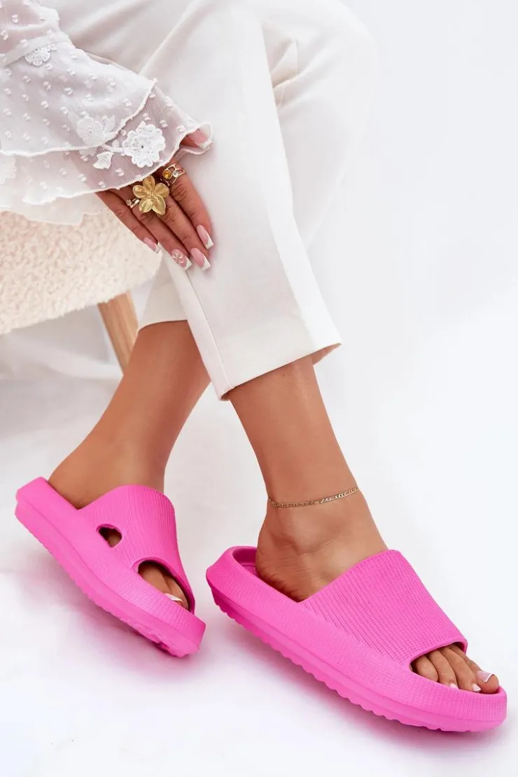 Damskie Boto Klapki Damskie Na Platformie Z Wycięciem Fuksja Ameira