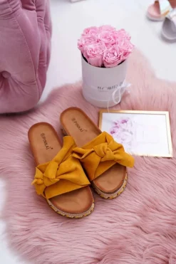 Boto Klapki Na Platformie|Klapki Damskie Klasyczne*Klapki Damskie Na Platformie Z Kokardą Żółte Chantal