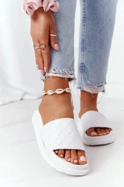 Big Star Shoes Klapki Damskie Big Star|Klapki Na Platformie*Klapki Damskie Na Platformie Big Star HH274683 Białe