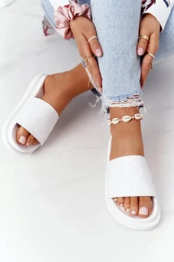 Big Star Shoes Klapki Damskie Big Star|Klapki Na Platformie*Klapki Damskie Na Platformie Big Star HH274683 Białe