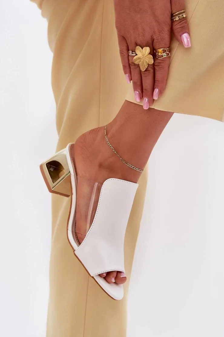 Online Boto Klapki Damskie Na Słupku Białe Tessira