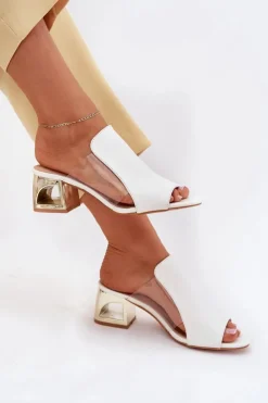 Online Boto Klapki Damskie Na Słupku Białe Tessira