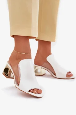 Online Boto Klapki Damskie Na Słupku Białe Tessira