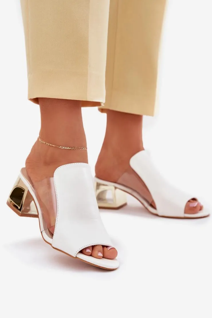 Online Boto Klapki Damskie Na Słupku Białe Tessira