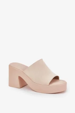 Boto Klapki Na Obcasie|Klapki Na Platformie*Klapki Damskie Na Słupku I Platformie Beżowe Omeisa