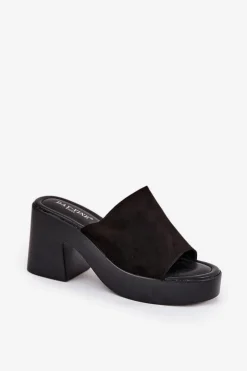 Damskie Boto Klapki Damskie Na Słupku I Platformie Czarne Omeisa